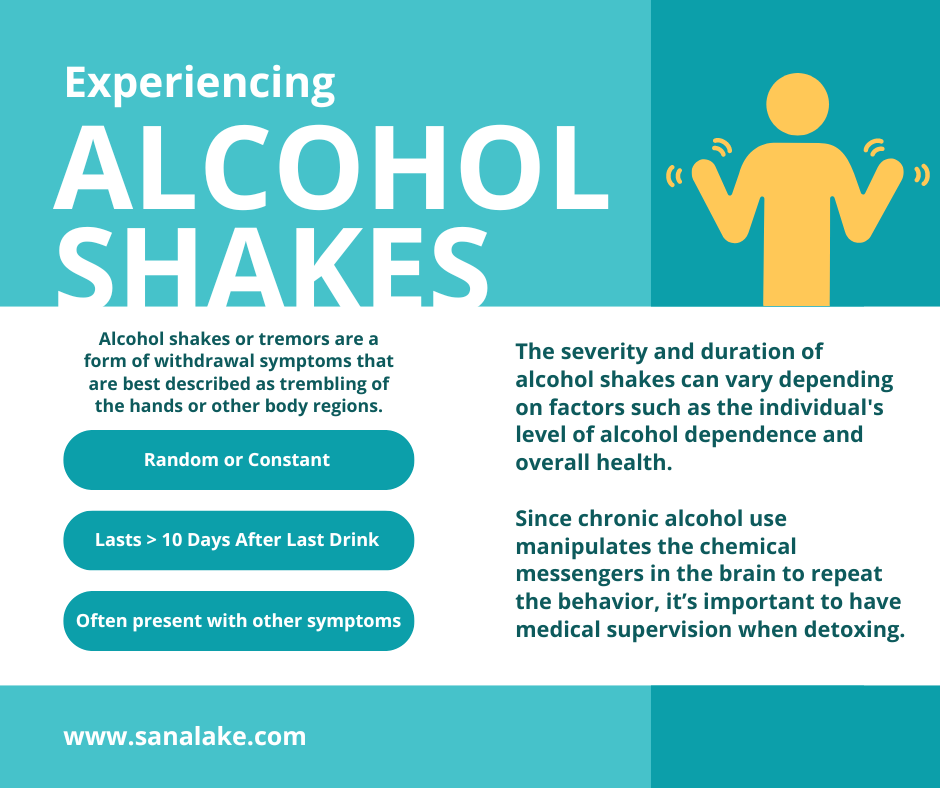 Infographic on experiencing alcohol shakes