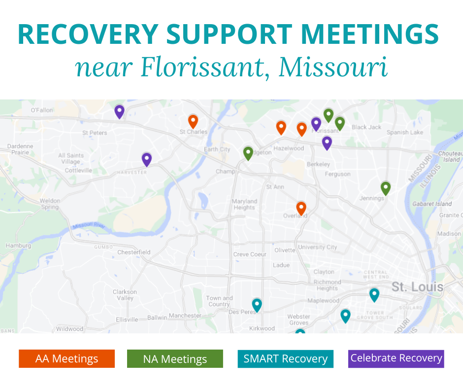 Recovery Support Meetings near Florissant, Missouri (AA, NA, SMART Recovery, Celebrate Recovery)