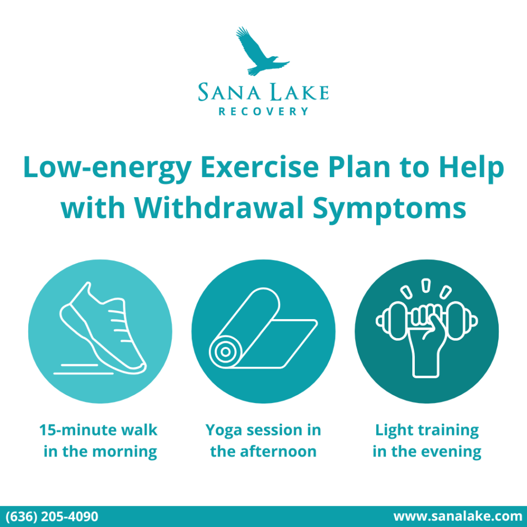 Exercise plan for reducing withdrawal symptoms while detoxing from drugs or alcohol. Alcohols effect on withdrawal symptoms