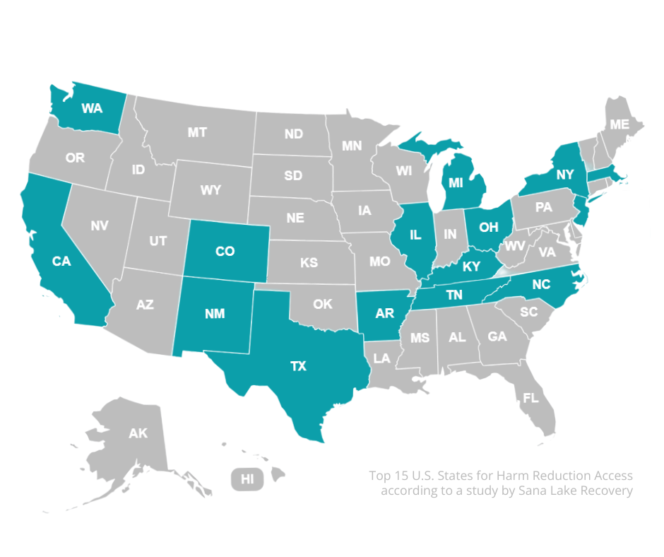 US States with the best harm reduction access
